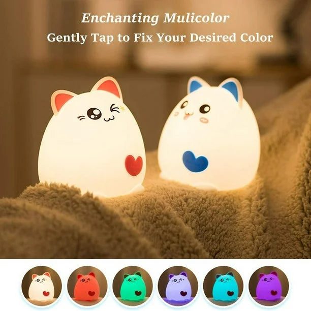 Kitty Night Light for Kids, Soft Silicone LED