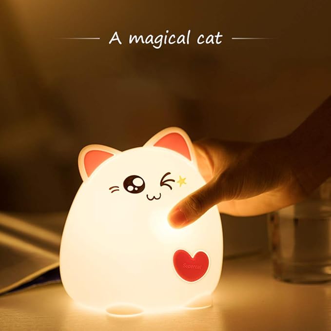 Kitty Night Light for Kids, Soft Silicone LED