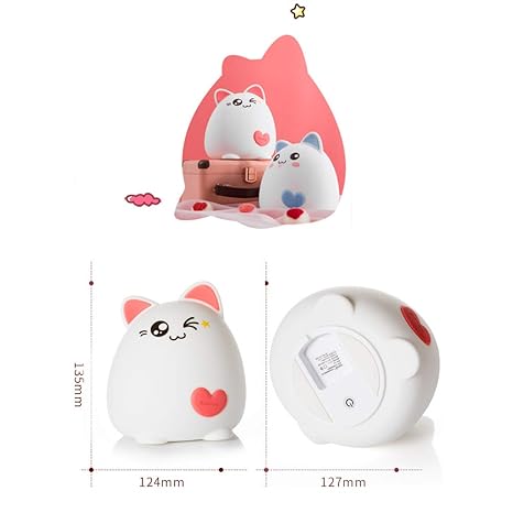 Kitty Night Light for Kids, Soft Silicone LED