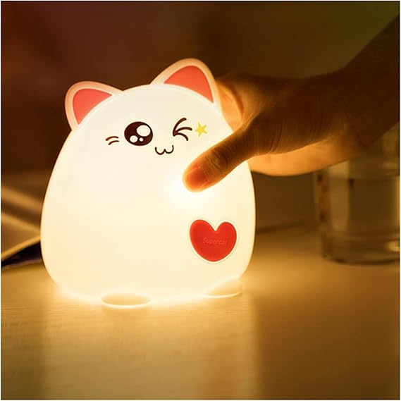 Kitty Night Light for Kids, Soft Silicone LED