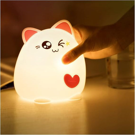 Kitty Night Light for Kids, Soft Silicone LED