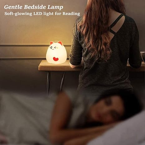 Kitty Night Light for Kids, Soft Silicone LED
